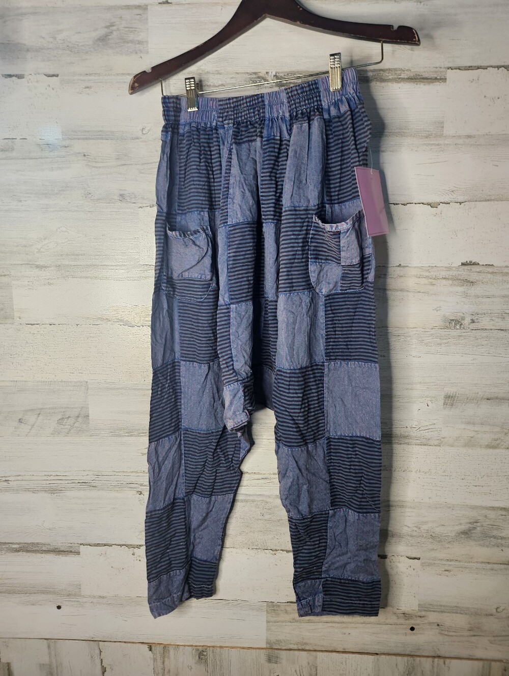 NEW Earthbound Trading Co Patchwork Harem Pants Small Overdyed rare sample Boho